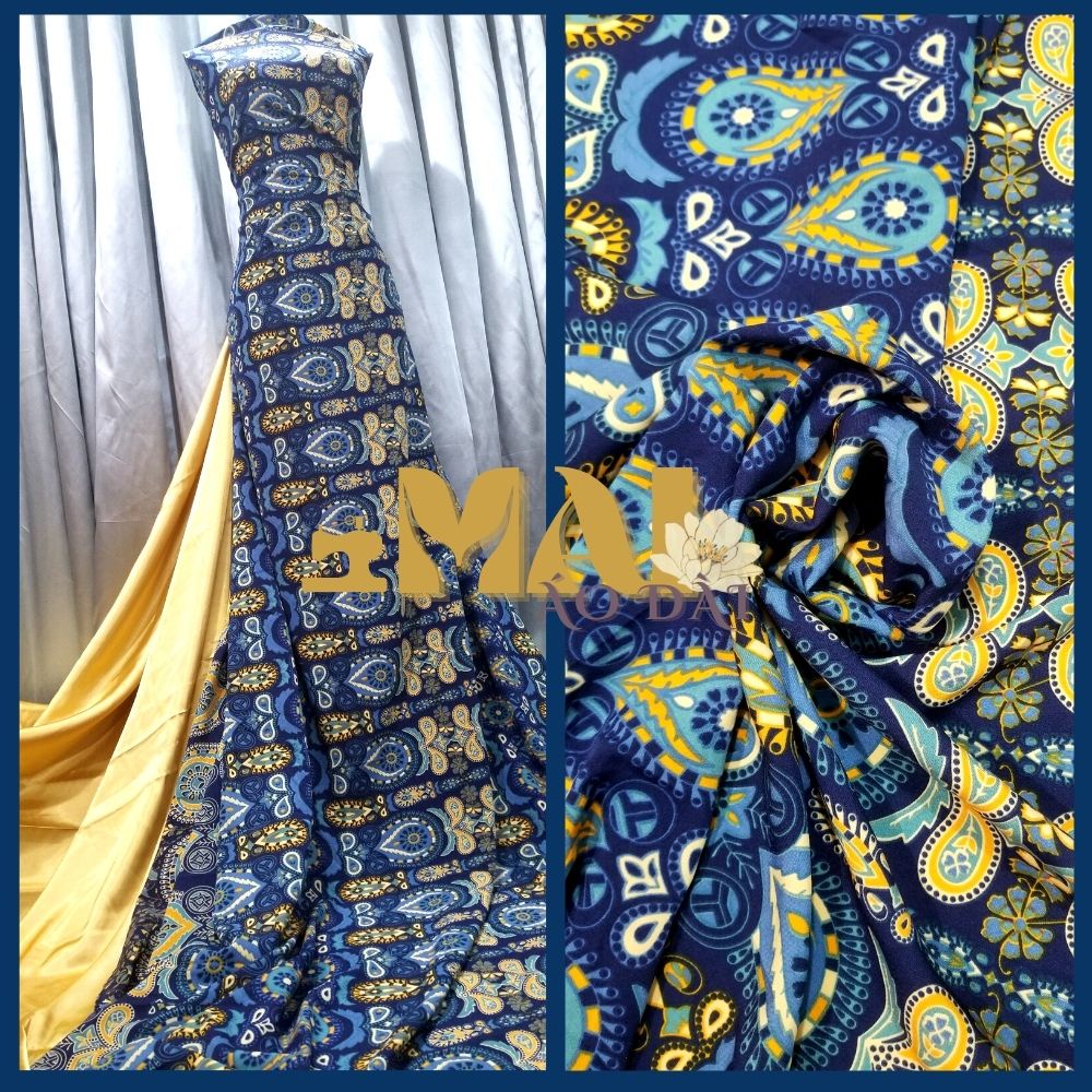 Vải 2m lụa mango mịn cao cấp hoạ tiết lập thể bandana màu sắc độc lạ cá tính