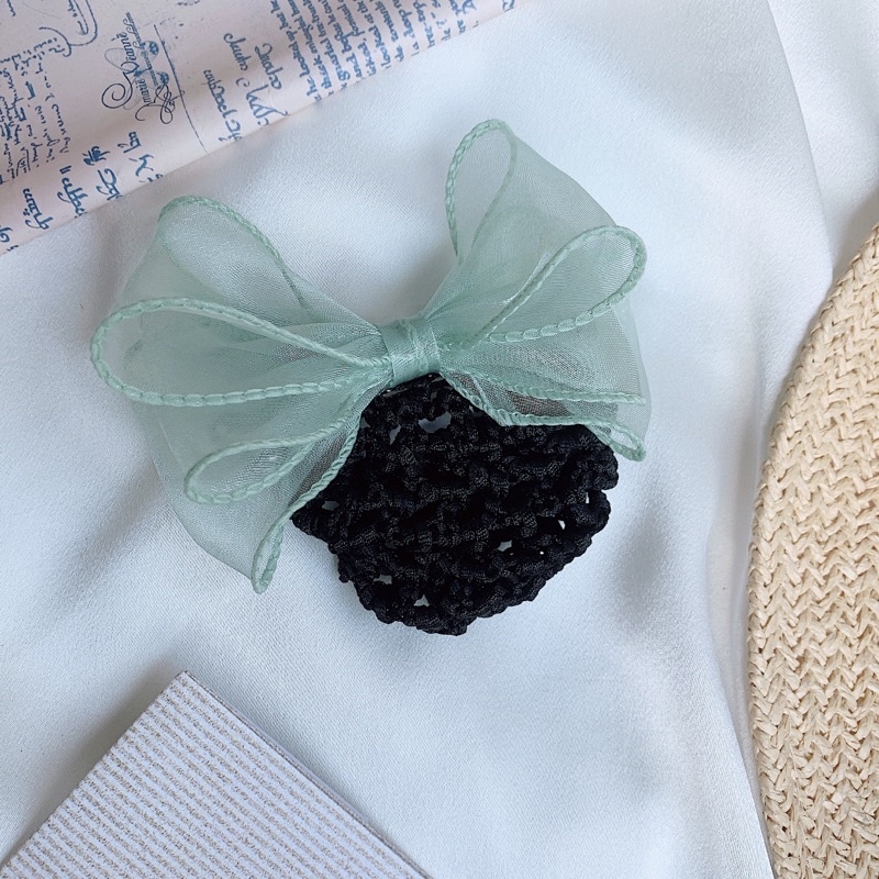 Búi tóc lưới công sở nơ voan ba lớp hàng thiết kế L2