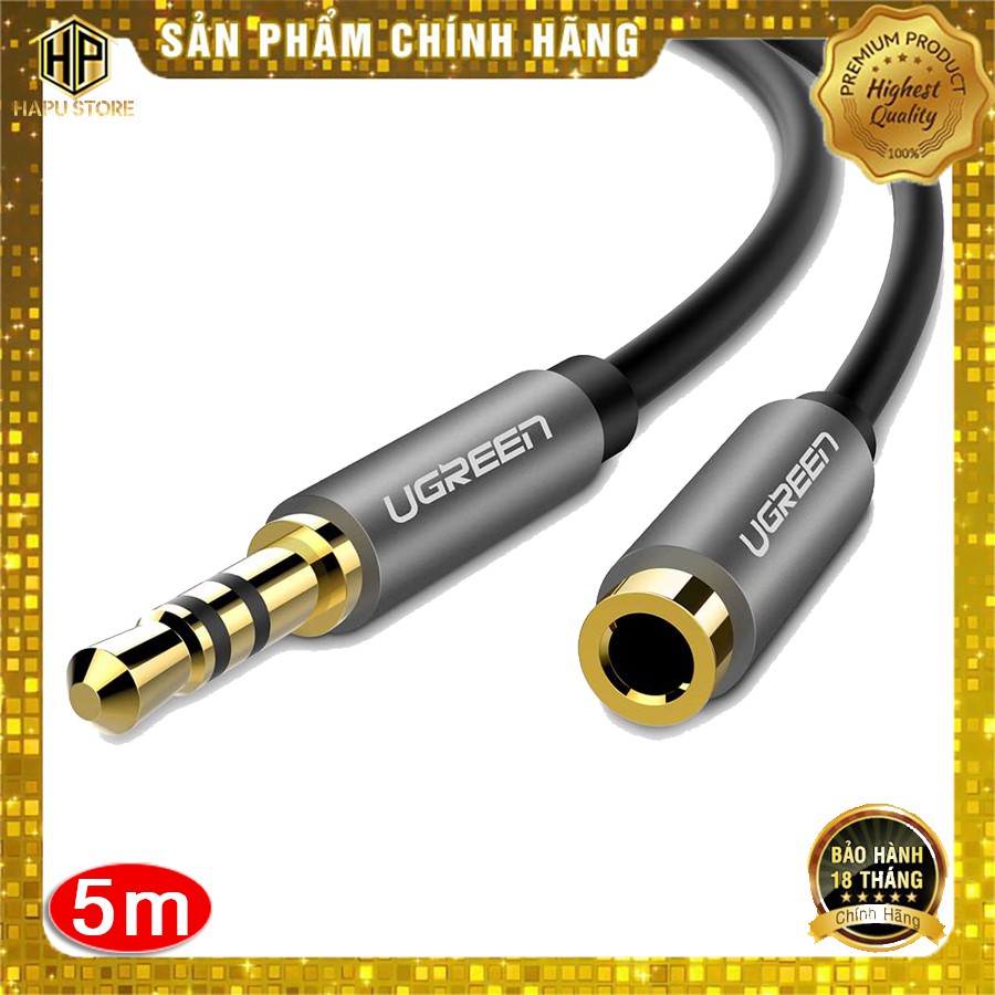 Cáp nối dài âm thanh Ugreen 10538 dài 5m chuẩn Audio 3.5mm chính hãng - Hapustore