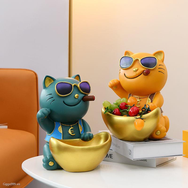 Mô hình mèo may mắn dùng trang trí phòng khách/ tủ rượu/ làm quà tặng