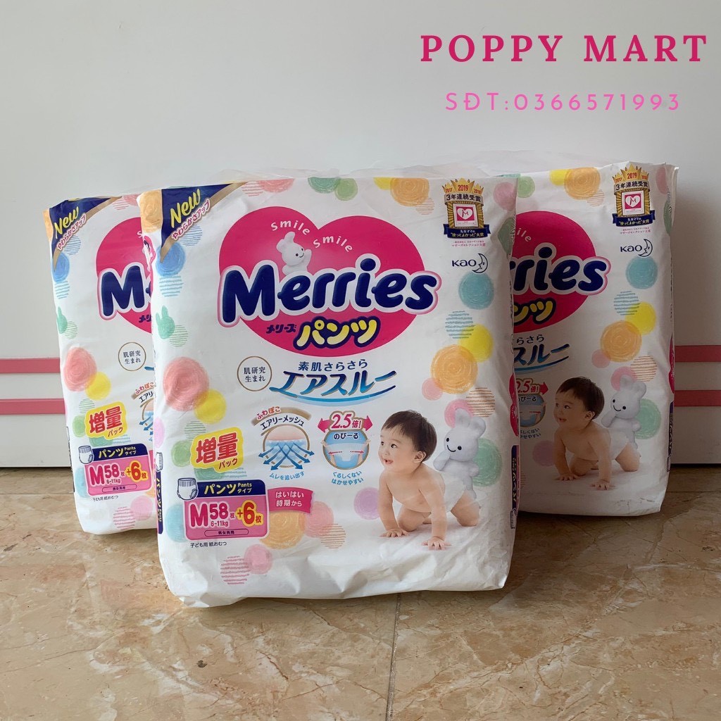 Tã dán/quần Merries nội địa nhật NB96/S88/M64/L50/XL44