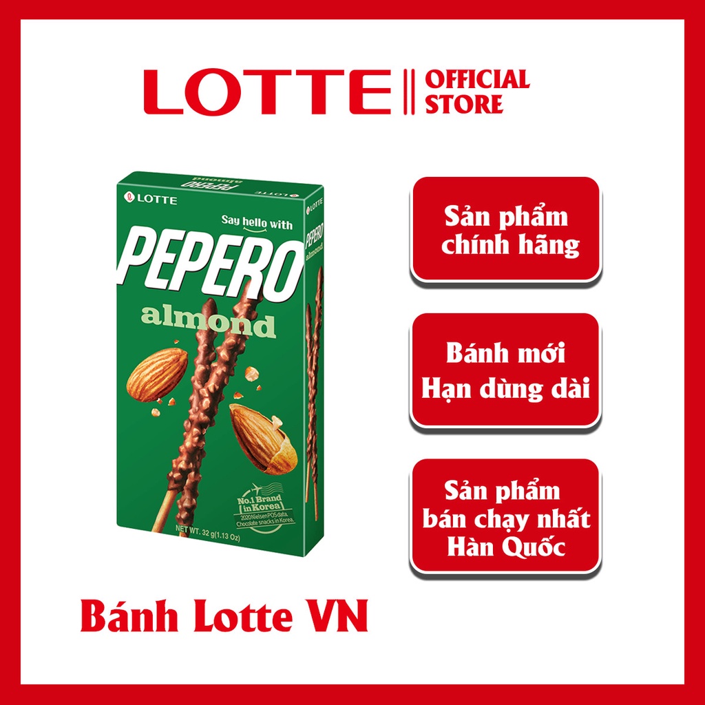 Bánh que Lotte Pepero Hạnh Nhân Hàn Quốc Ngon Khó Cưỡng