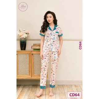 BỘ NGỦ LỤA CỘC TAY QUẦN DÀI - CD64 - LỒNG CHIM
