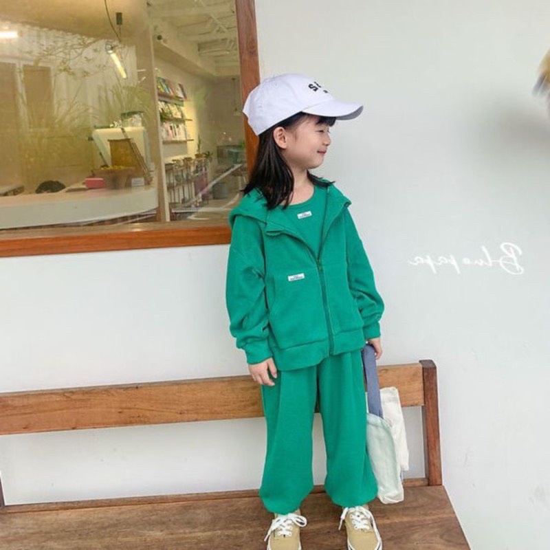 Bộ nỉ da cá kèm áo trong cho bé trai, bé gái hàng quảng Châu cực đẹp K074