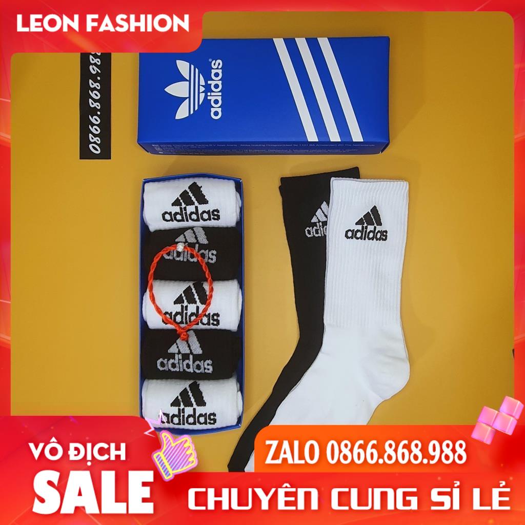 Tất  ADIDAS Cổ cao Hàng dày xuất khẩu [Hộp 5 Đôi] Vớ Nam Nữ Thể thao Dệt kim Cao cấp QUÀ TẶNG - Kho sỉ tất