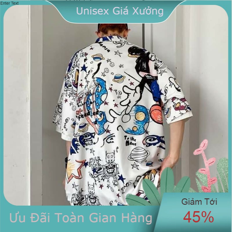 Áo Sơ Mi Tay Ngắn Unisex Cổ Bẻ Phông Cách Hàn Quốc Freesize