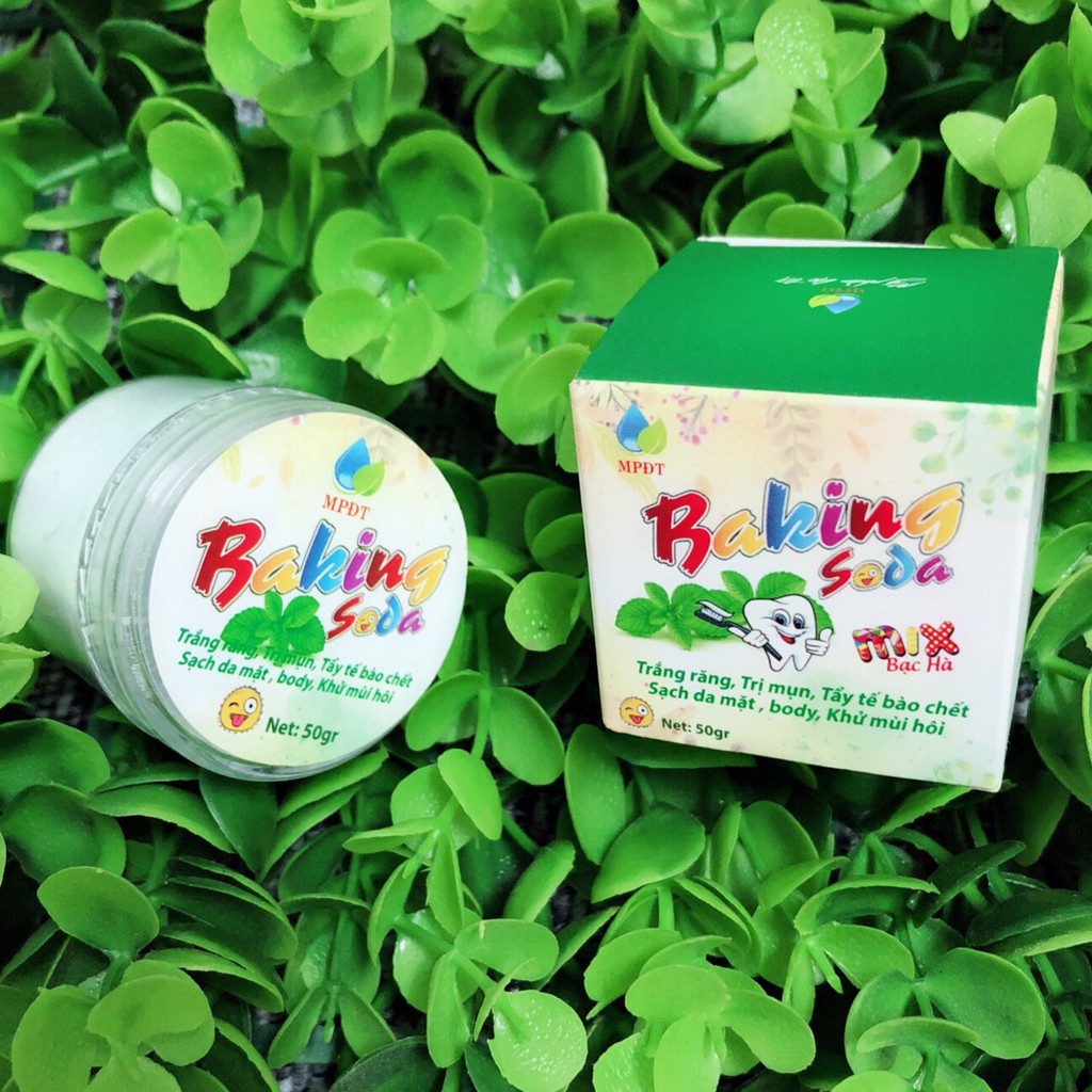 ( CHÍNH HÃNG )Baking soda mix Bạc Hà - Làm Trắng răng,Thơm miệng,ngừa mụn, Mịn da,Khử mùi, Tẩy da chết…