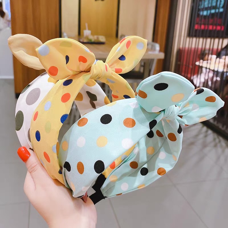 Băng đô nơ chấm bi phong cách Hàn Quốc cho bé gái
