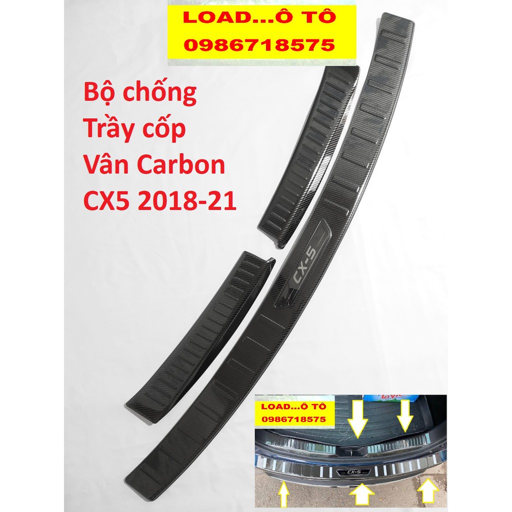 Bộ Ốp Chống Trầy Cốp Trong, Ngoài Carbon Mazda CX5 2022-2018 Mẫu Vân Carbon Cao Cấp Nhất Thị Trường