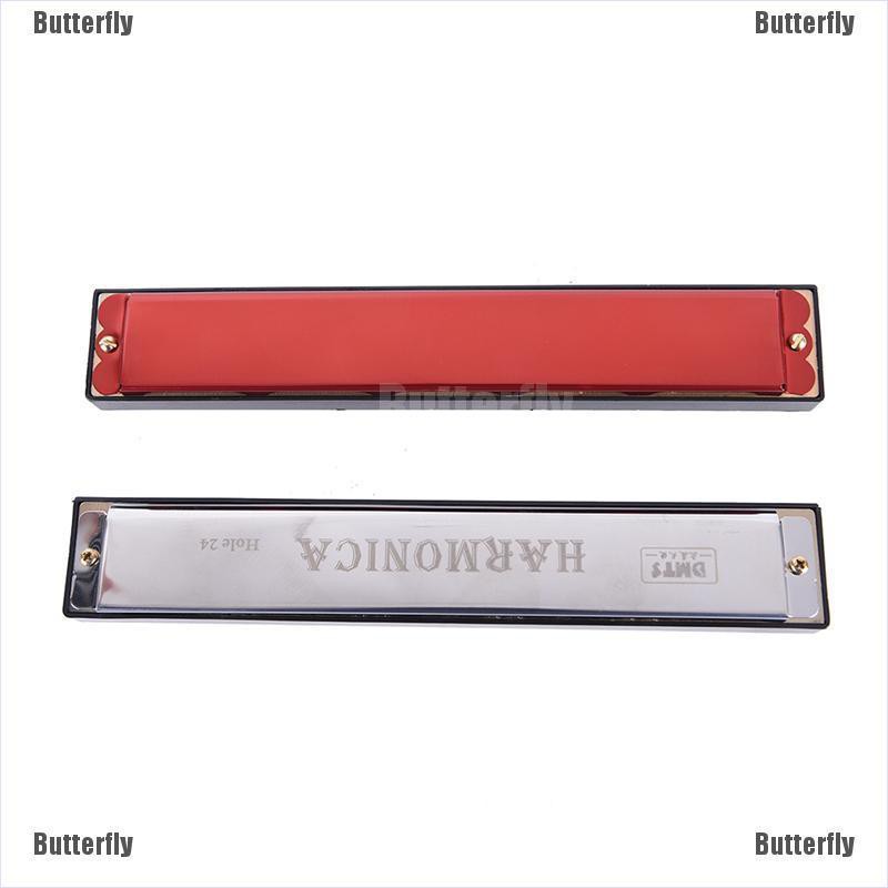 Kèn Harmonica 24 Lỗ Màu Bạc / Đỏ Dành Cho Người Mới Bắt Đầu