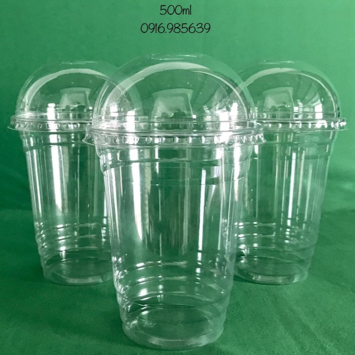 (100 CÁI) LY NHỰA PET 500ml CÓ NẮP CẦU