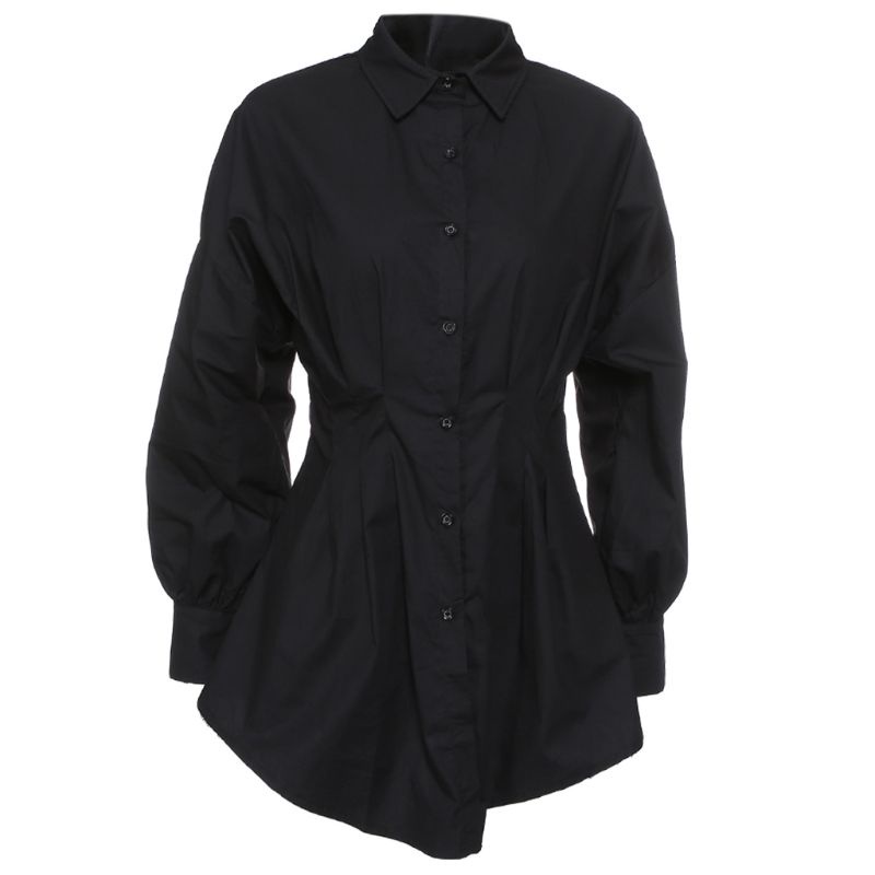 Đầm Tay Phồng Cổ Chữ V Dáng Rộng Phối Nút Thời Trang Cho Nữ