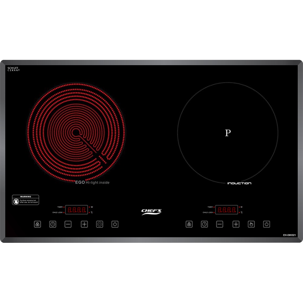 Bếp điện từ Chefs EH-MIX321 - Bếp từ kết hợp hồng ngoại 720x430mm, 3.4kW, Kính Schott Ceran