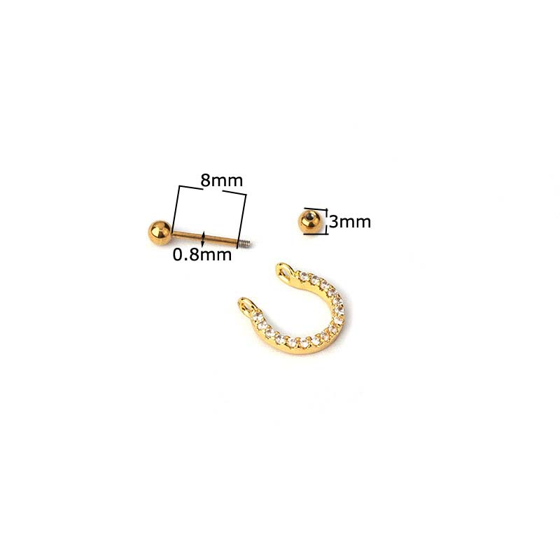 Khuyên tai dạng thanh tạ 8mm 20g bằng thép không gỉ đơn giản
