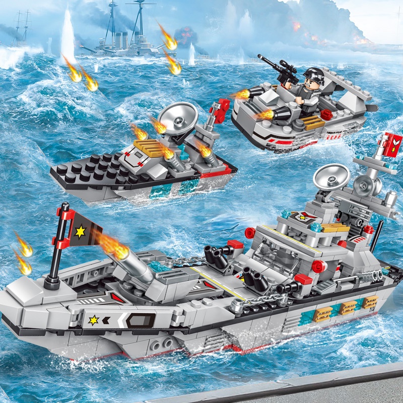 Mô hình đồ chơi Lego lắp ráp tàu chiến quân sự TC820, máy bay chiến đấu, Lego chiến hạm