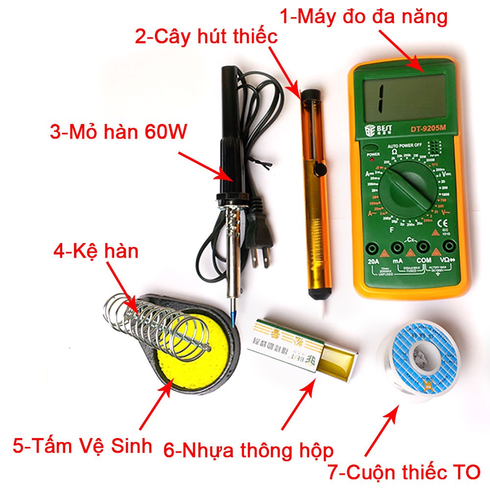 Bộ Mỏ Hàn Chì 60W Và 6 Món Dụng Cụ Kỹ Thuật Tiện Lợi