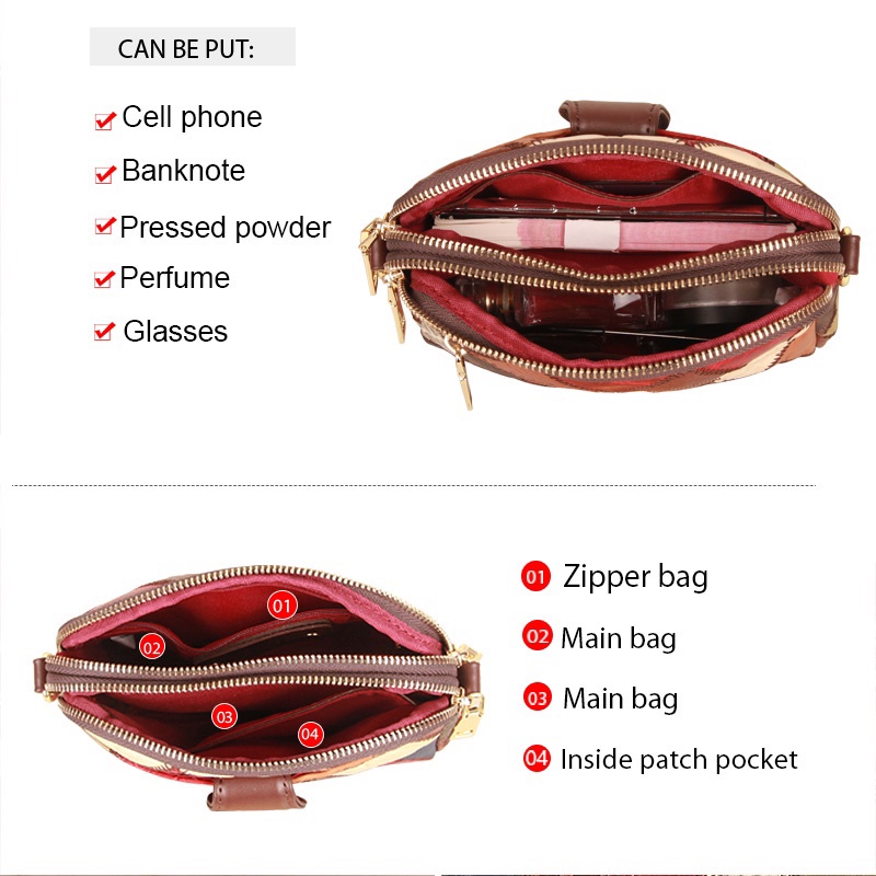 Túi đeo chéo COBBLER LEGEND da thật có khóa kéo thời trang cho nữ