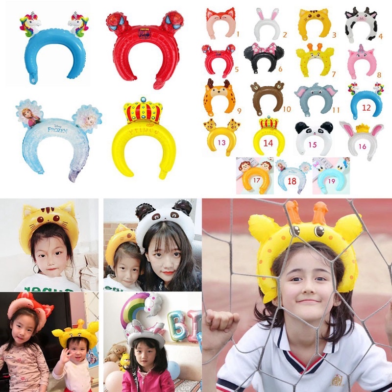 Bóng hình băng đô, bờm cài đầu, phụ kiện trang trí sinh nhật cho bé