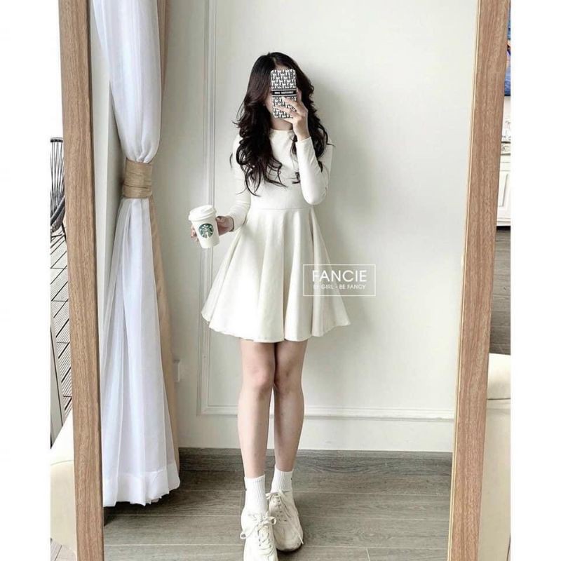 🍓 Váy umi hàn xoè tay dài kèm ảnh thật