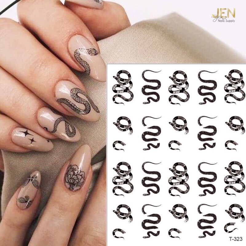 Sticker dán móng hoạ tiết rắn-hình dán nail