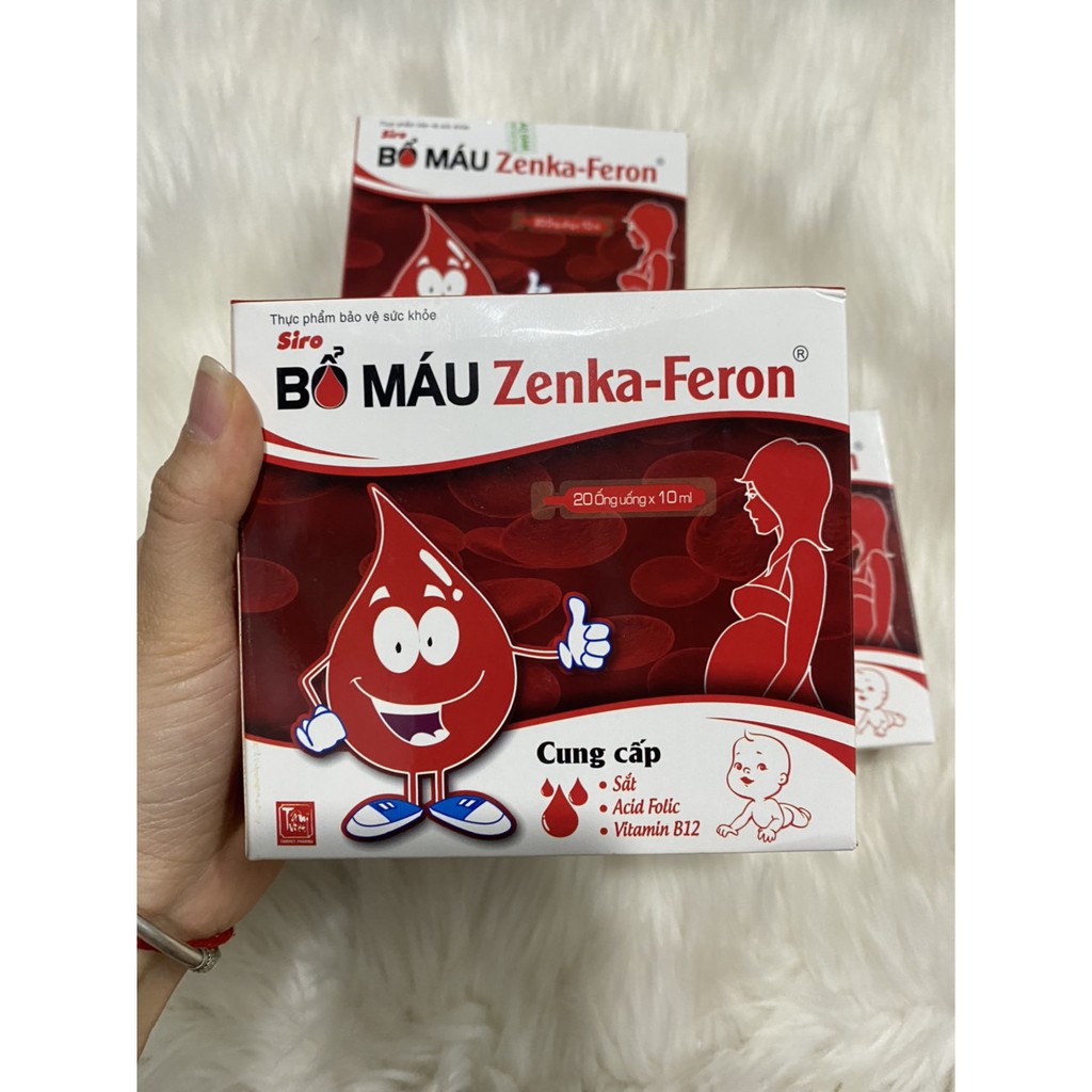 Siro BỔ MÁU ZENKA FERON hộp 20 ống 10ml - Cung cấp sắt, acid folic (B9), vitamin B12, inulin (chất xơ) cho cơ thể