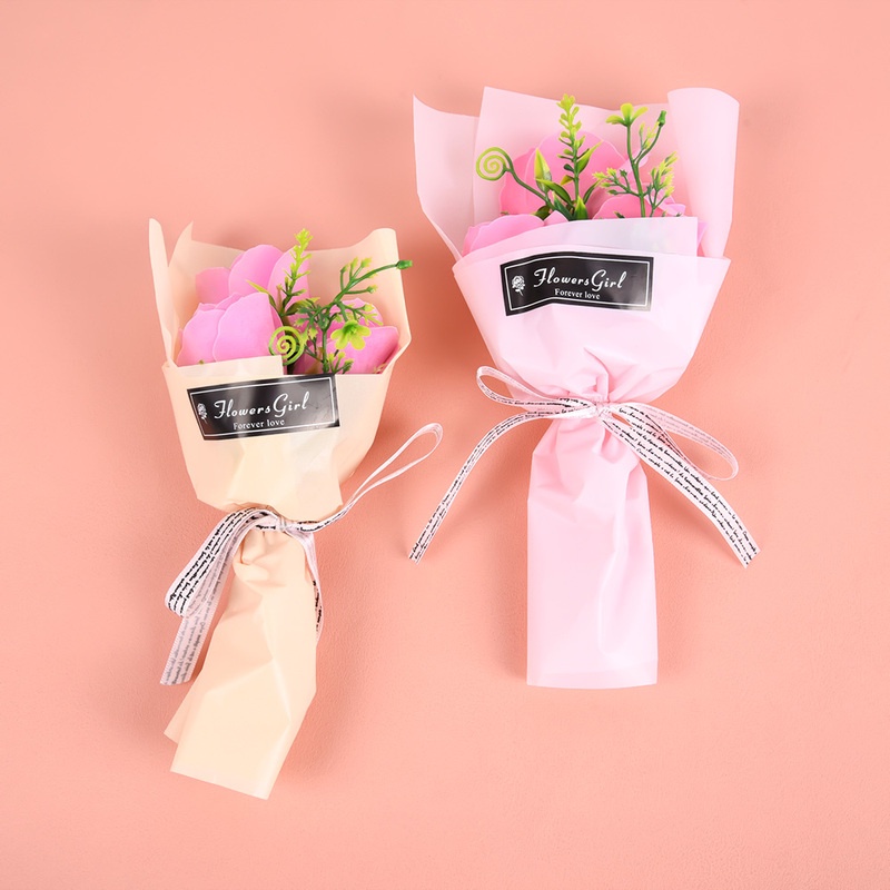 Bó Hoa Hồng Sáp Ba Đầu Nhân Tạo 24CM Làm Quà Tặng Cho Ngày Của Mẹ