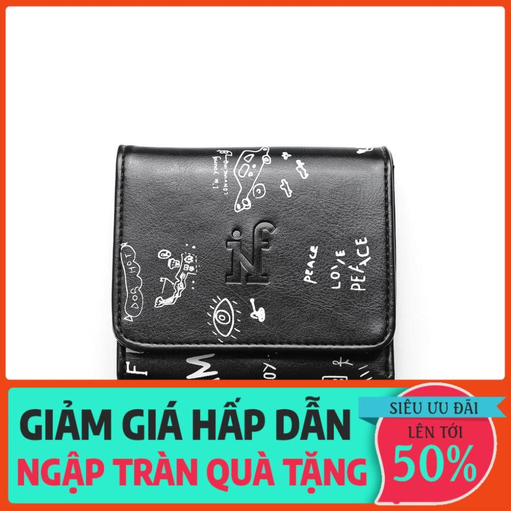 Ví Nam Da Pu Cao Cấp Gấp Nút In Họa Tiết INF VI000064 SOMEHOW