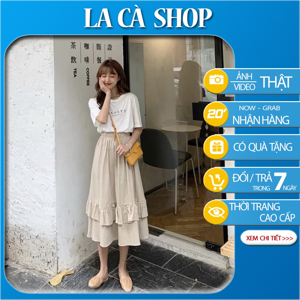 [ TẶNG KÈM XẢ VẢI] Chân váy xoè kaki 2 tầng ulzzang phong cách Hàn Quốc