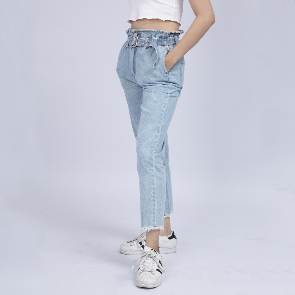 Quần Jean Nữ Begy Cạp Cao Phối Dây Nịt Jean Co Thời Trang Cao Cấp Giãn QR01. InsideShop.06