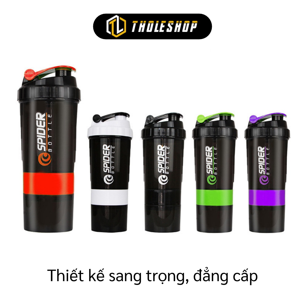 Bình Lắc Whey - Bình Nước Thể Thao, Tập Gym Đựng Protein 3 Ngăn 600ml Tiện Dụng 7875