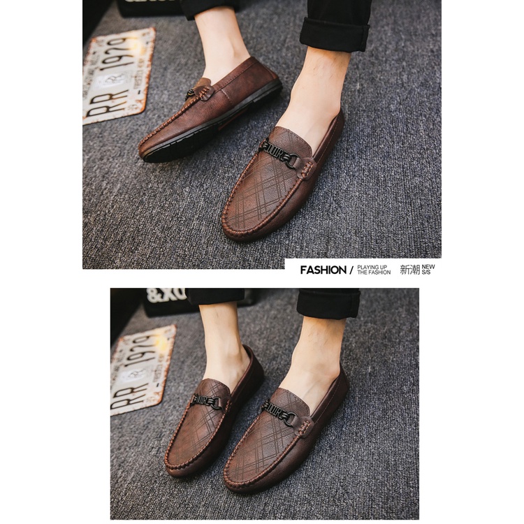 Giày lười da đế mềm siêu nhẹ thời trang mùa xuân 2021 cho nam