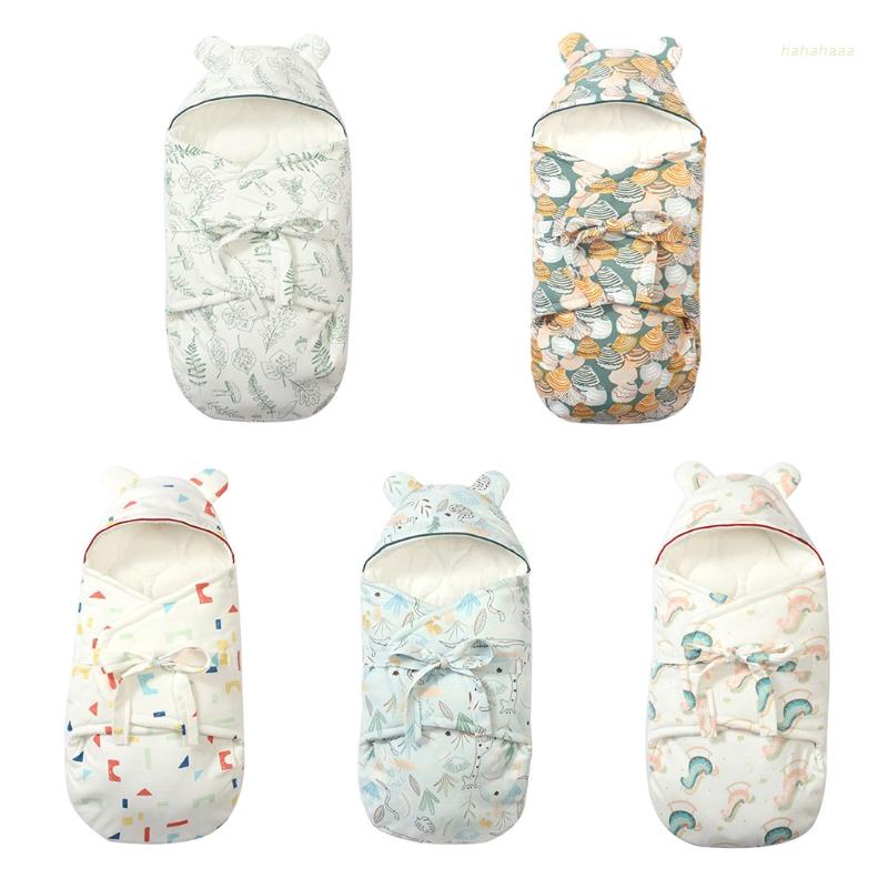 Túi ngủ cotton có mũ trùm đầu giữ ấm cho bé sơ sinh S/M 0-6 tháng
