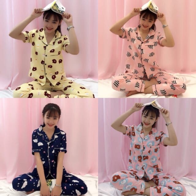 Bộ pijama tay cộc quần dài siêu đẹp | WebRaoVat - webraovat.net.vn