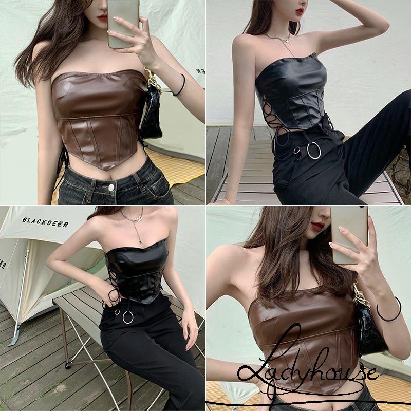 Áo Croptop Không Tay Hở Lưng Màu Trơn Thiết Kế Độc Đáo Thời Trang Cho Nữ