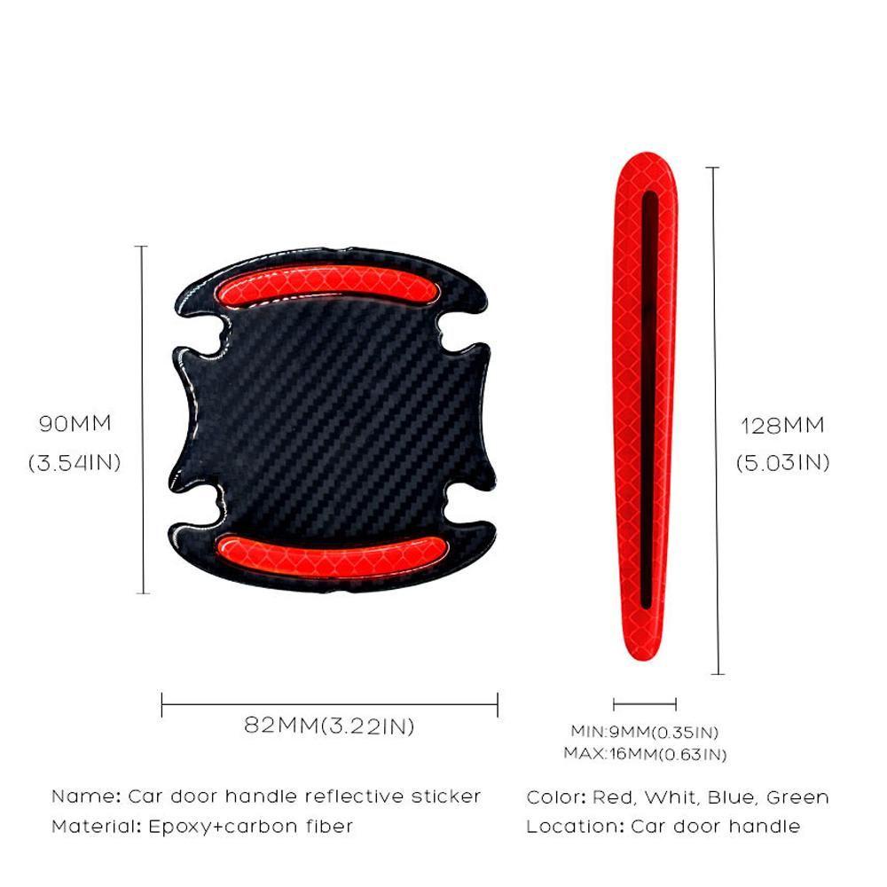 Bộ 4 Miếng Dán Phản Quang Cảnh Báo An Toàn Cho Cửa Xe Hơi Màu Đỏ / Xanh Dương / Xanh Lá / Trắng / Vàng