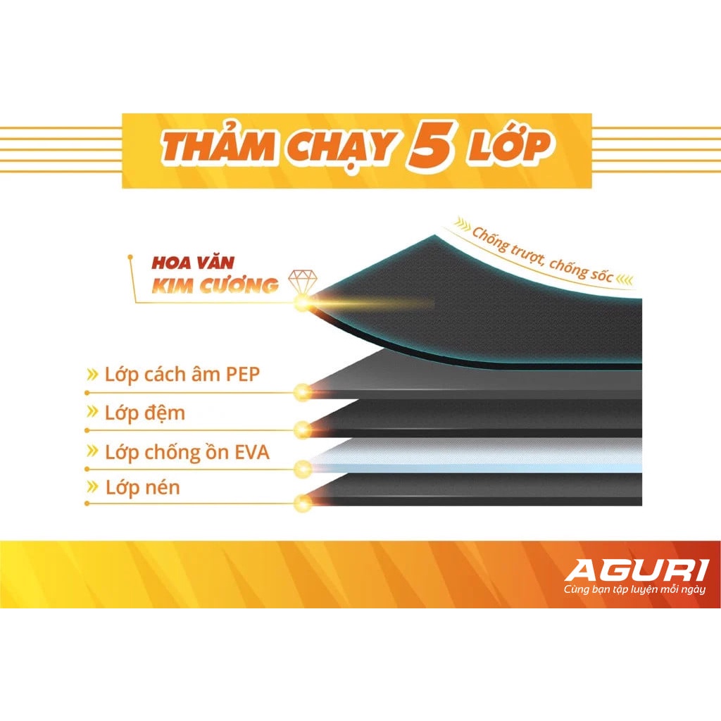 Máy chạy bộ cao cấp tại nhà AGURI AGT-109L mạnh mẽ, sang trọng, cá tính