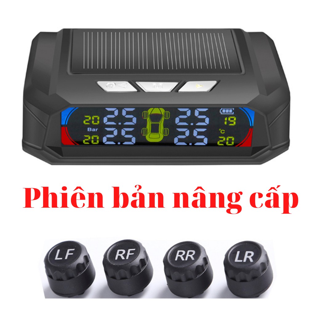 Đo áp suất lốp ô tô TPMS, đo áp suất lốp ô tô hiển thị LCD tự động sạc bằng năng lượng mặt trời