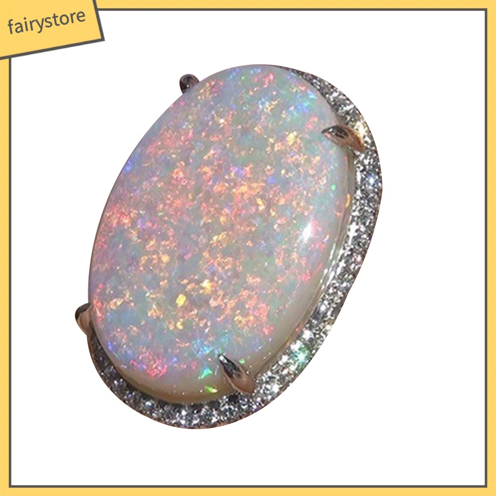 Nhẫn Hợp Kim Đính Đá Opal Nhân Tạo Lấp Lánh Cho Nữ