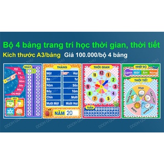 [Đồ dùng dạy học] Bộ 4 bảng học thời gian