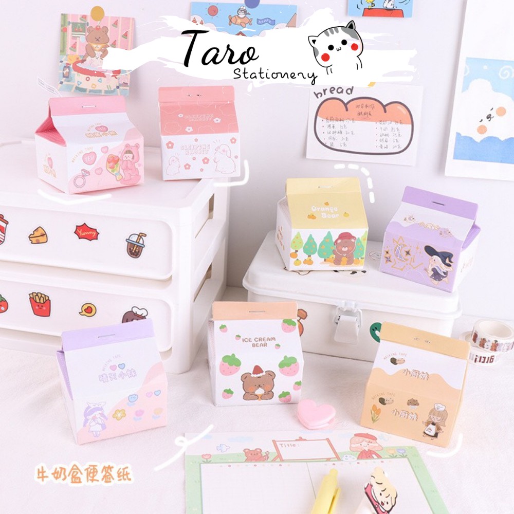 Giấy note hộp sữa 300 tờ ghi chú N08 Taro Stationery