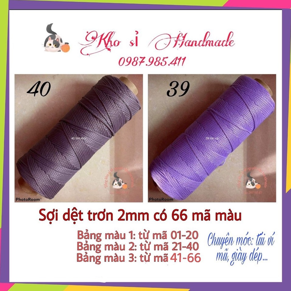 Sợi dệt trơn 2mm (Bảng màu 2/3)