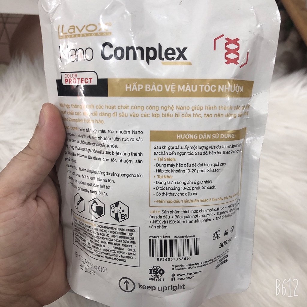 HẤP DẦU BẢO VỆ MÀU TÓC NHUỘM Lavox Nano Complex 500ML