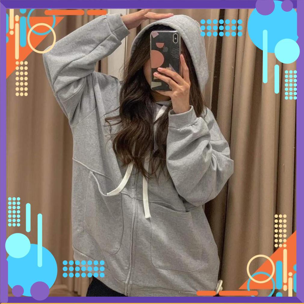 [Form Bao Đẹp] Áo Khoác trơn túi tròn vải nỉ ngoại form rộng thời trang AF | BigBuy360 - bigbuy360.vn