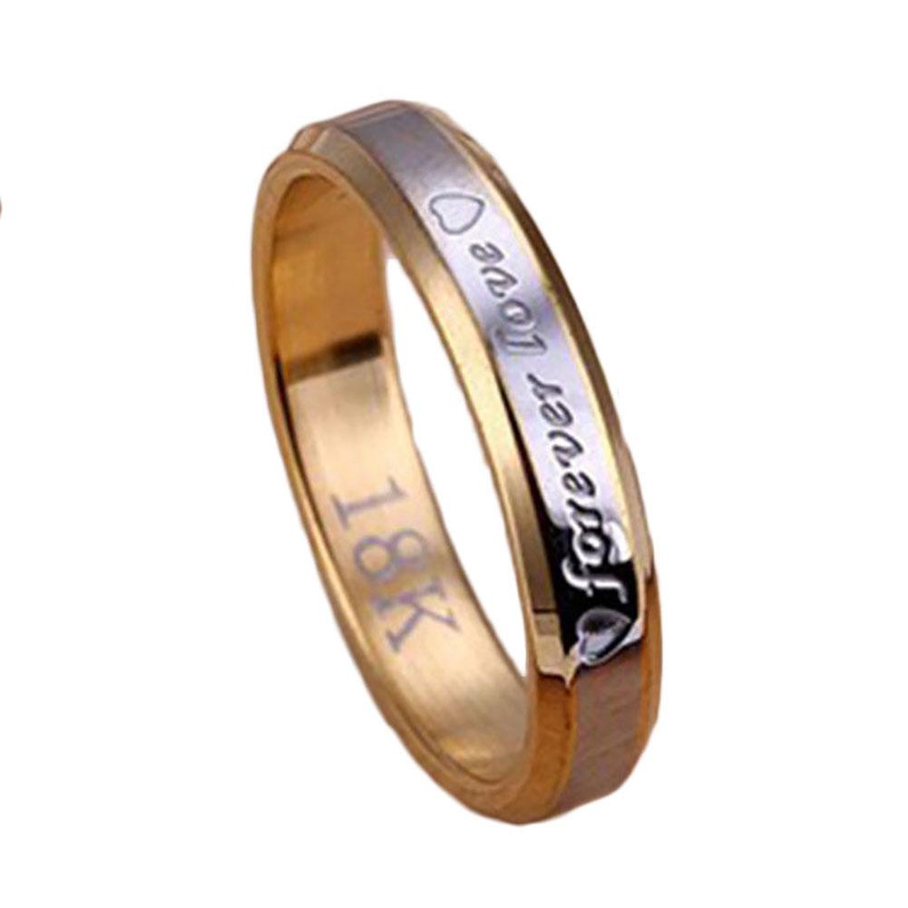 Nhẫn Đính Hôn Bằng Thép Không Gỉ Mạ Vàng 18K Cho Cặp Đôi
