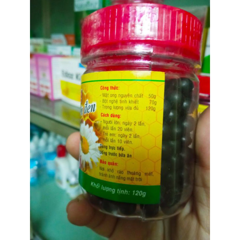 Viên nghệ mật ong màu vàng/ đen hủ 120gr