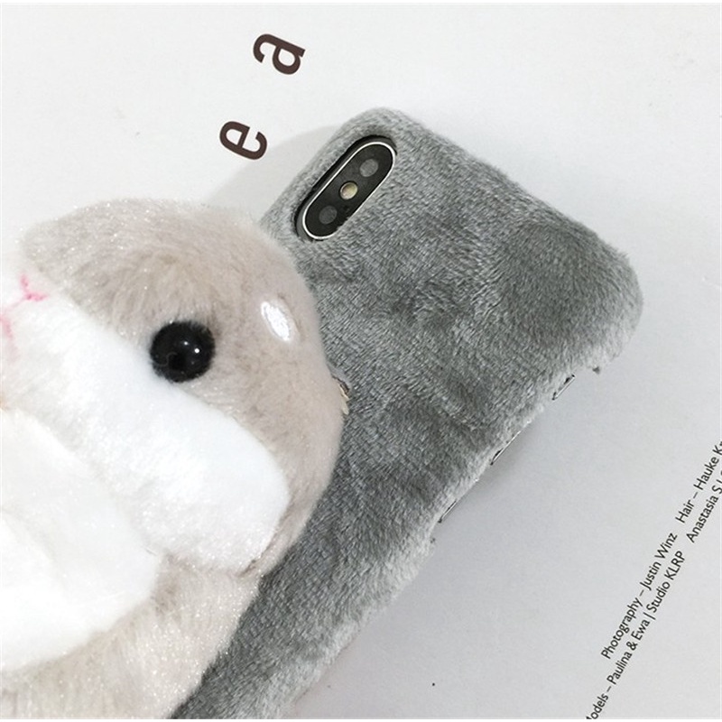 Winter cartoon plush hamster doll suitable for iphone6/6S/6Plus/6SPlus super cute 7/8/7Plus/8Plus/x/xs/xs max Tricholoma matsutake 11/11pro max