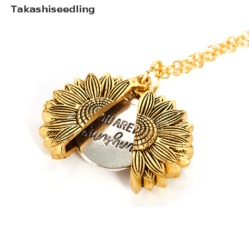 (Takashiseedling) Vòng cổ Mở Mặt Hoa Hướng Dương Khắc Chữ You are my sunshine