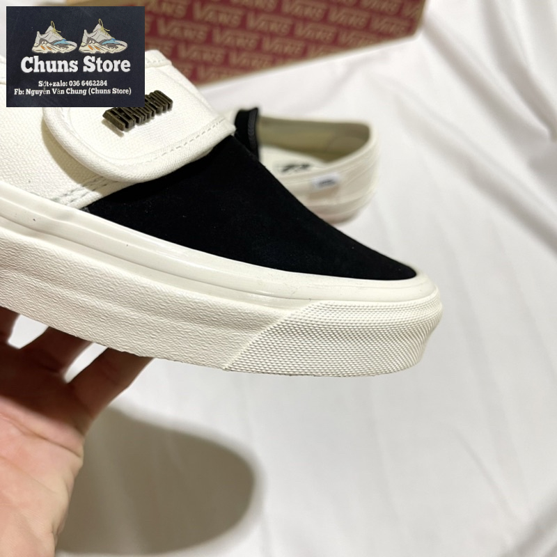 Giày Vans fear of god slipon trắng đen sc, giày Van fog lười âm dương cao cấp