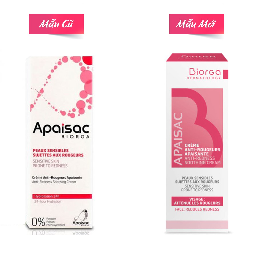 Apaisac BIORGA Anti Redness Soothing Cream 40mL - Kem Dưỡng Làm Dịu Da Bị Ửng Đỏ và Nhạy Cảm.