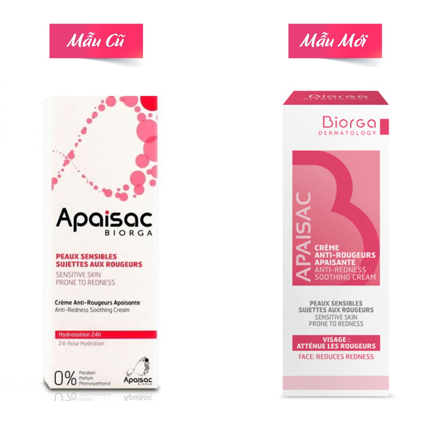 [TEM CTY] [HSD 2023] Apaisac BIORGA Anti Redness Soothing Cream 40mL - Kem Dưỡng Làm Dịu Da Bị Ửng Đỏ và Nhạy Cảm.